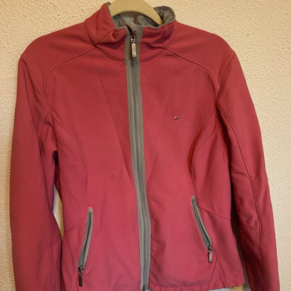 Nike Jacket Women's Size Large Pink Fuchsia Fleece Lined Full Zip